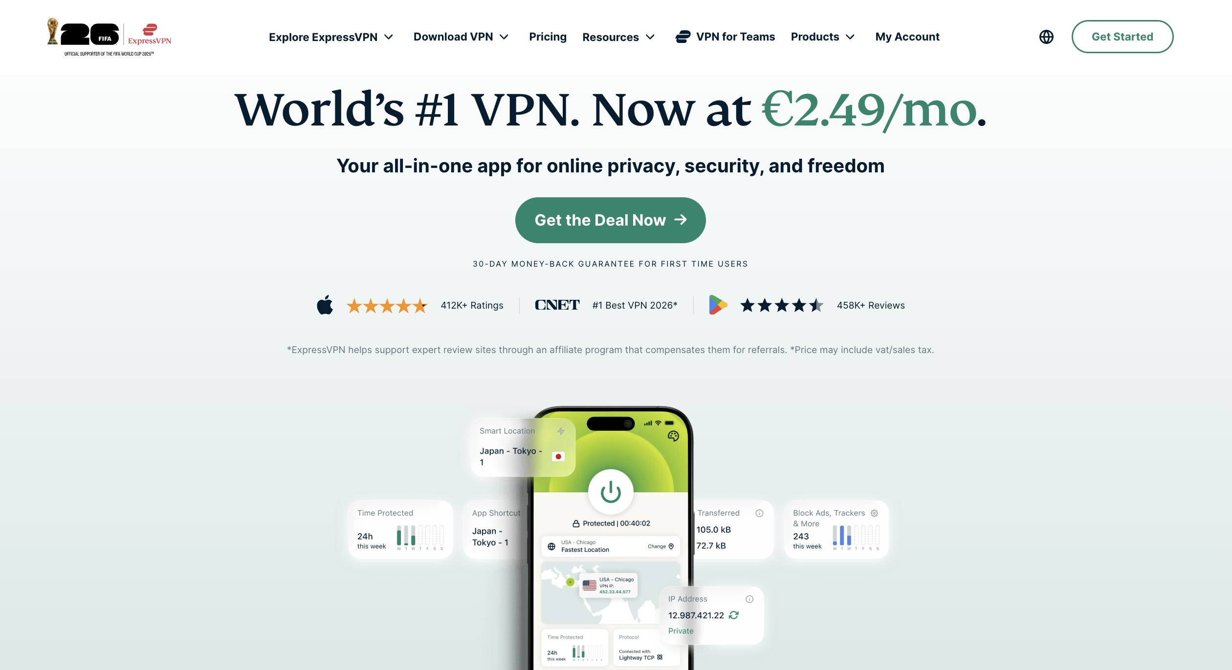 ExpressVPN app interface